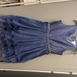 Rare Editions Navy Kids Dress with Ruffled Skirt